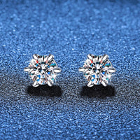Sterling Silver 925 1ct Moissanite 6-Claw Stud Earrings Unisex Magnetic Hole