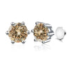 Sterling Silver 925 1ct Moissanite 6-Claw Stud Earrings Unisex Magnetic Hole