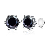 Sterling Silver 925 1ct Moissanite 6-Claw Stud Earrings Unisex Magnetic Hole