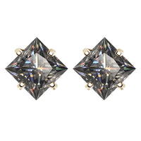 Sterling Silver 925 Green Princess Cut Moissanite Stud Earrings For Women