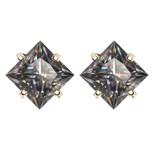 Sterling Silver 925 Green Princess Cut Moissanite Stud Earrings For Women