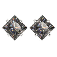 Sterling Silver 925 Green Princess Cut Moissanite Stud Earrings For Women