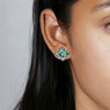 Sterling Silver 925 Green Princess Cut Moissanite Stud Earrings For Women