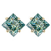 Sterling Silver 925 Green Princess Cut Moissanite Stud Earrings For Women