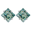 Sterling Silver 925 Green Princess Cut Moissanite Stud Earrings For Women