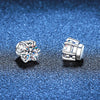 Sterling Silver 925 1ct Moissanite 6-Claw Stud Earrings Unisex Magnetic Hole