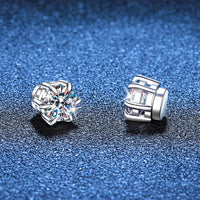Sterling Silver 925 1ct Moissanite 6-Claw Stud Earrings Unisex Magnetic Hole