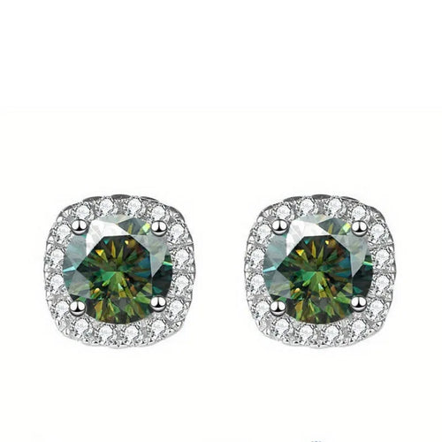 Sterling Silver 925 Moissanite Square Stud Earrings For Women Sparkling Gift