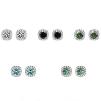 Sterling Silver 925 Moissanite Square Stud Earrings For Women Sparkling Gift