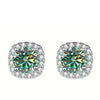 Sterling Silver 925 Moissanite Square Stud Earrings For Women Sparkling Gift