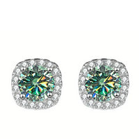 Sterling Silver 925 Moissanite Square Stud Earrings For Women Sparkling Gift