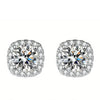 Sterling Silver 925 Moissanite Square Stud Earrings For Women Sparkling Gift