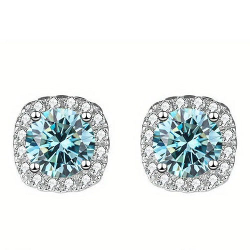 Sterling Silver 925 Moissanite Square Stud Earrings For Women Sparkling Gift