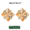 Sterling Silver 925 Green Princess Cut Moissanite Stud Earrings For Women