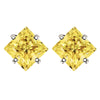 Sterling Silver 925 Green Princess Cut Moissanite Stud Earrings For Women
