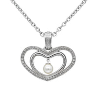 Sterling Silver Heart Pearl Pendant Necklace For Women