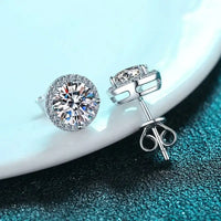 Sterling Silver 0.5 1 2Ct Round Moissanite Stud Earrings For Women