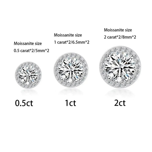 Sterling Silver 0.5 1 2Ct Round Moissanite Stud Earrings For Women