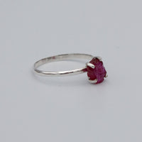Sterling Silver Ruby Ring Raw Stone Minimalist Band