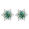 Sterling Silver S925 Moissanite Snowflake Stud Earrings 6-Claw Valentine's
