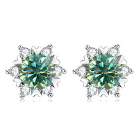 Sterling Silver S925 Moissanite Snowflake Stud Earrings 6-Claw Valentine's