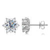 Sterling Silver S925 Moissanite Snowflake Stud Earrings 6-Claw Valentine's
