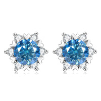 Sterling Silver S925 Moissanite Snowflake Stud Earrings 6-Claw Valentine's