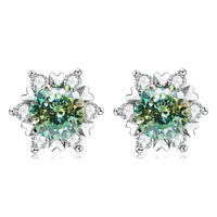 Sterling Silver S925 Moissanite Snowflake Stud Earrings 6-Claw Valentine's