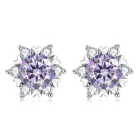 Sterling Silver S925 Moissanite Snowflake Stud Earrings 6-Claw Valentine's