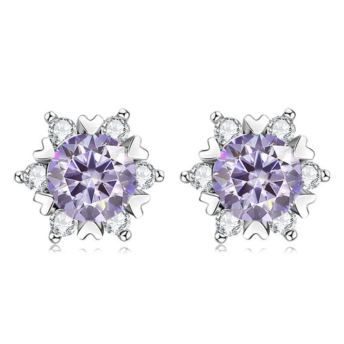 Sterling Silver S925 Moissanite Snowflake Stud Earrings 6-Claw Valentine's