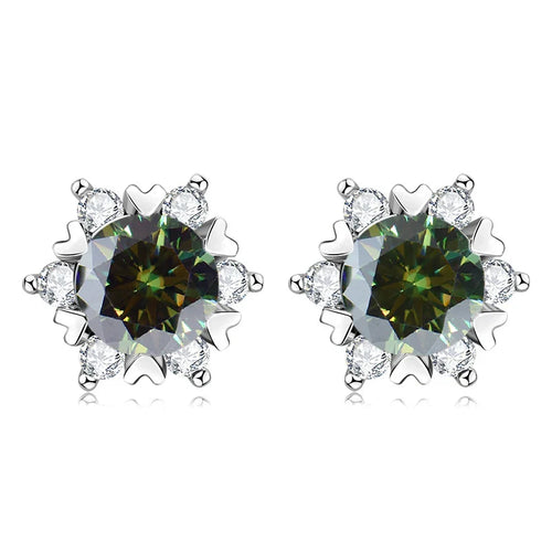 Sterling Silver S925 Moissanite Snowflake Stud Earrings 6-Claw Valentine's