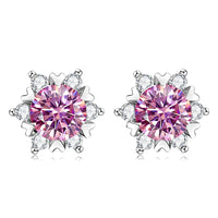 Sterling Silver S925 Moissanite Snowflake Stud Earrings 6-Claw Valentine's