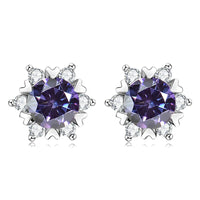 Sterling Silver S925 Moissanite Snowflake Stud Earrings 6-Claw Valentine's