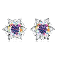Sterling Silver S925 Moissanite Snowflake Stud Earrings 6-Claw Valentine's