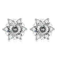 Sterling Silver S925 Moissanite Snowflake Stud Earrings 6-Claw Valentine's