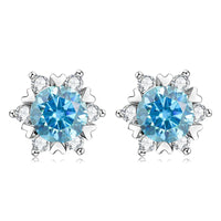 Sterling Silver S925 Moissanite Snowflake Stud Earrings 6-Claw Valentine's