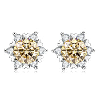 Sterling Silver S925 Moissanite Snowflake Stud Earrings 6-Claw Valentine's
