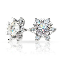 Sterling Silver S925 Moissanite Snowflake Stud Earrings 6-Claw Valentine's