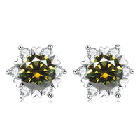 Sterling Silver S925 Moissanite Snowflake Stud Earrings 6-Claw Valentine's