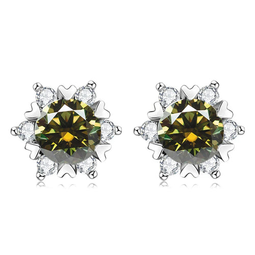 Sterling Silver S925 Moissanite Snowflake Stud Earrings 6-Claw Valentine's