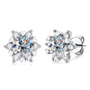 Sterling Silver S925 Moissanite Snowflake Stud Earrings 6-Claw Valentine's