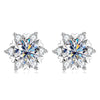 Sterling Silver S925 Moissanite Snowflake Stud Earrings 6-Claw Valentine's