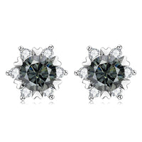 Sterling Silver S925 Moissanite Snowflake Stud Earrings 6-Claw Valentine's