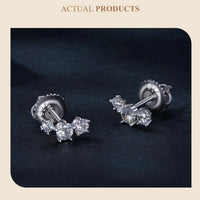 Sterling Silver S925 Moissanite Star Stud Earrings Screw Back Engagement Gift