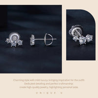 Sterling Silver S925 Moissanite Star Stud Earrings Screw Back Engagement Gift