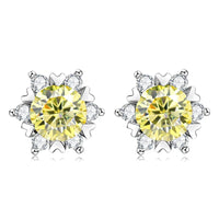 Sterling Silver S925 Moissanite Snowflake Stud Earrings 6-Claw Valentine's