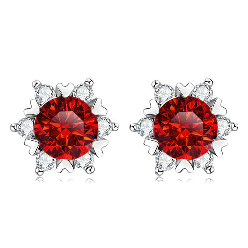 Sterling Silver S925 Moissanite Snowflake Stud Earrings 6-Claw Valentine's