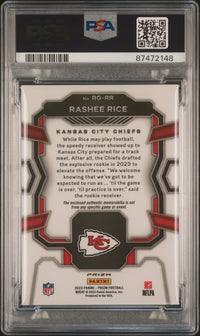Graded 2023 Panini Prizm Rashee Rice #RGRR Rookie Gear Neon Green Pulsar Rookie RC Football Card PSA 10 Gem Mint