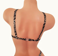 Cheetah Print Cupless Harness Lingerie Bra