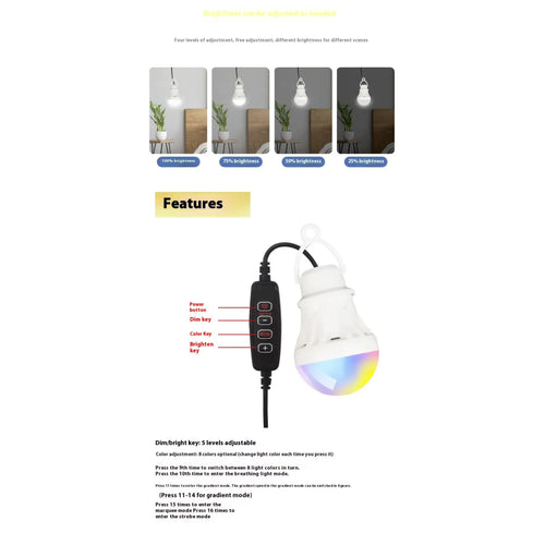Stunning Color LED Bulb with 5V Mobile Power for Powerful Lighting
